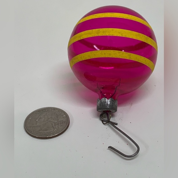 WWII Era Antique Unsilvered Striped Painted Blown Glass Christmas Tree Ornament - Picture 5 of 15